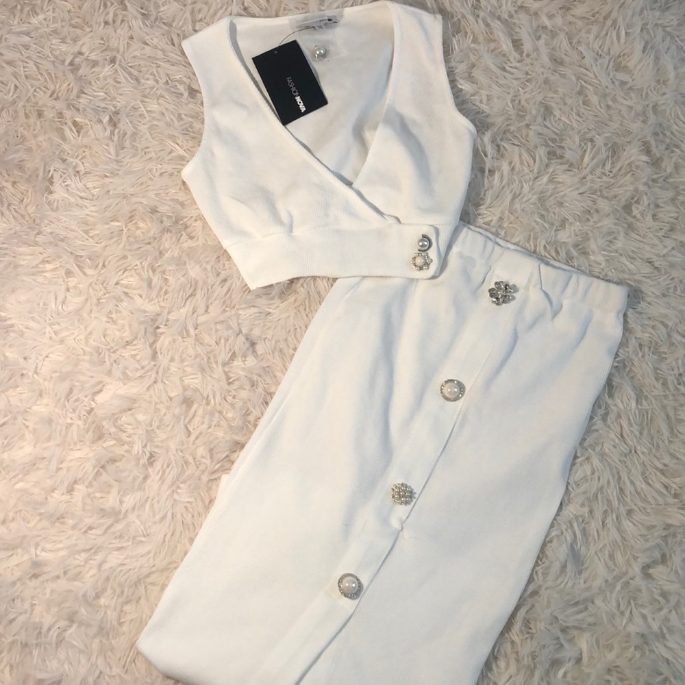 White Midi Skirt Set